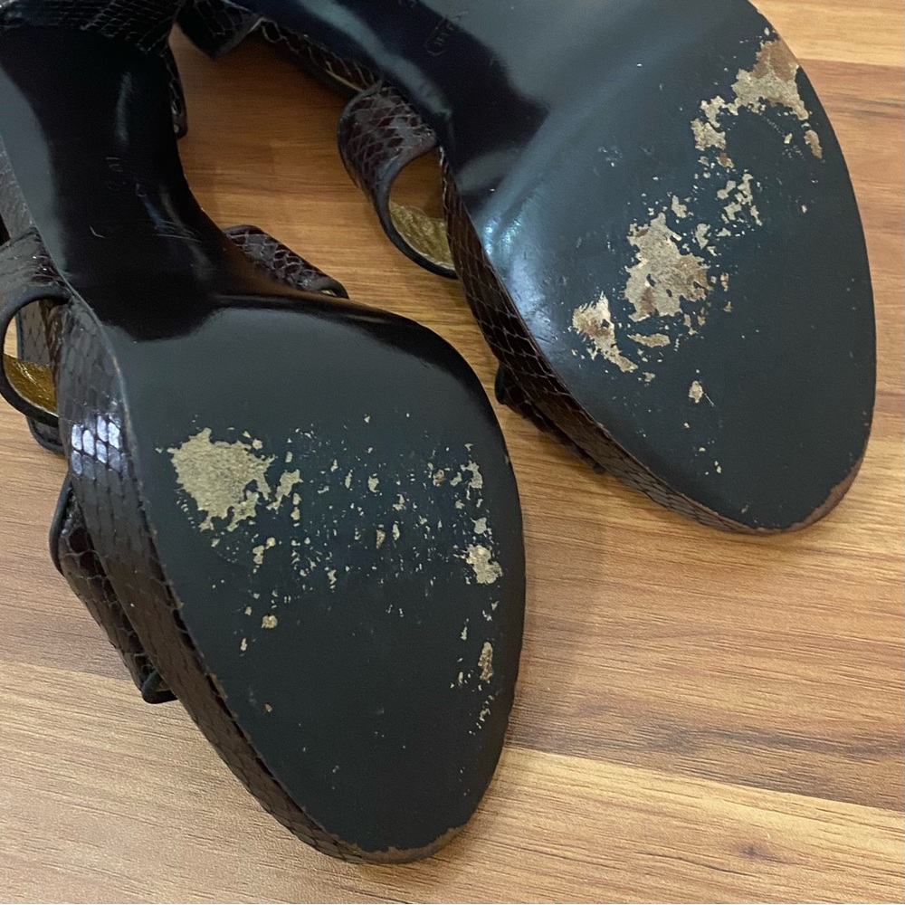 Coach “Ivanah” Python Leather Chestnut Brown High… - image 8